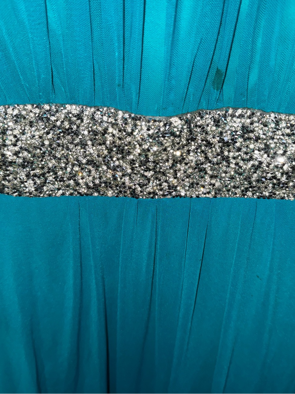 Coco Teal Embellished Waist Evening Gown - Picture 9 of 11